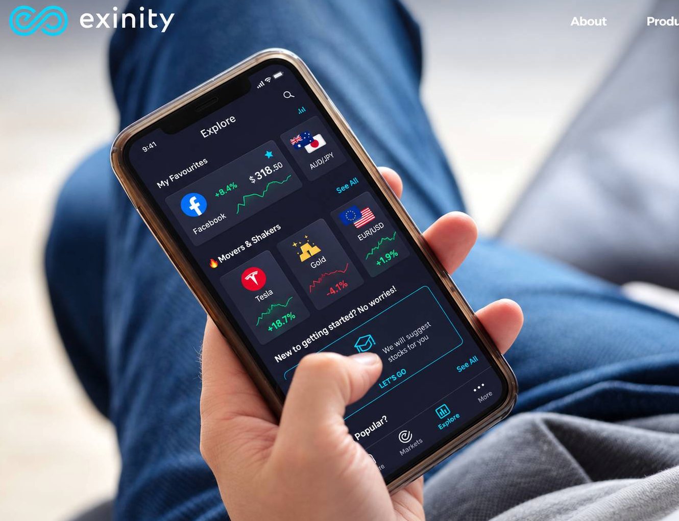 Screenshot of the Exinity website