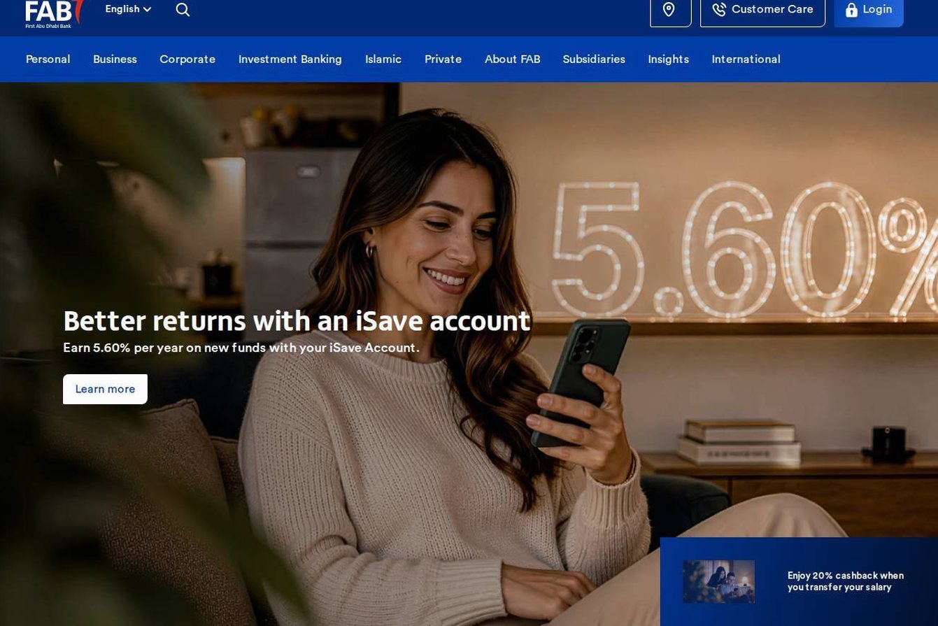 Screenshot of the FAB Securities website