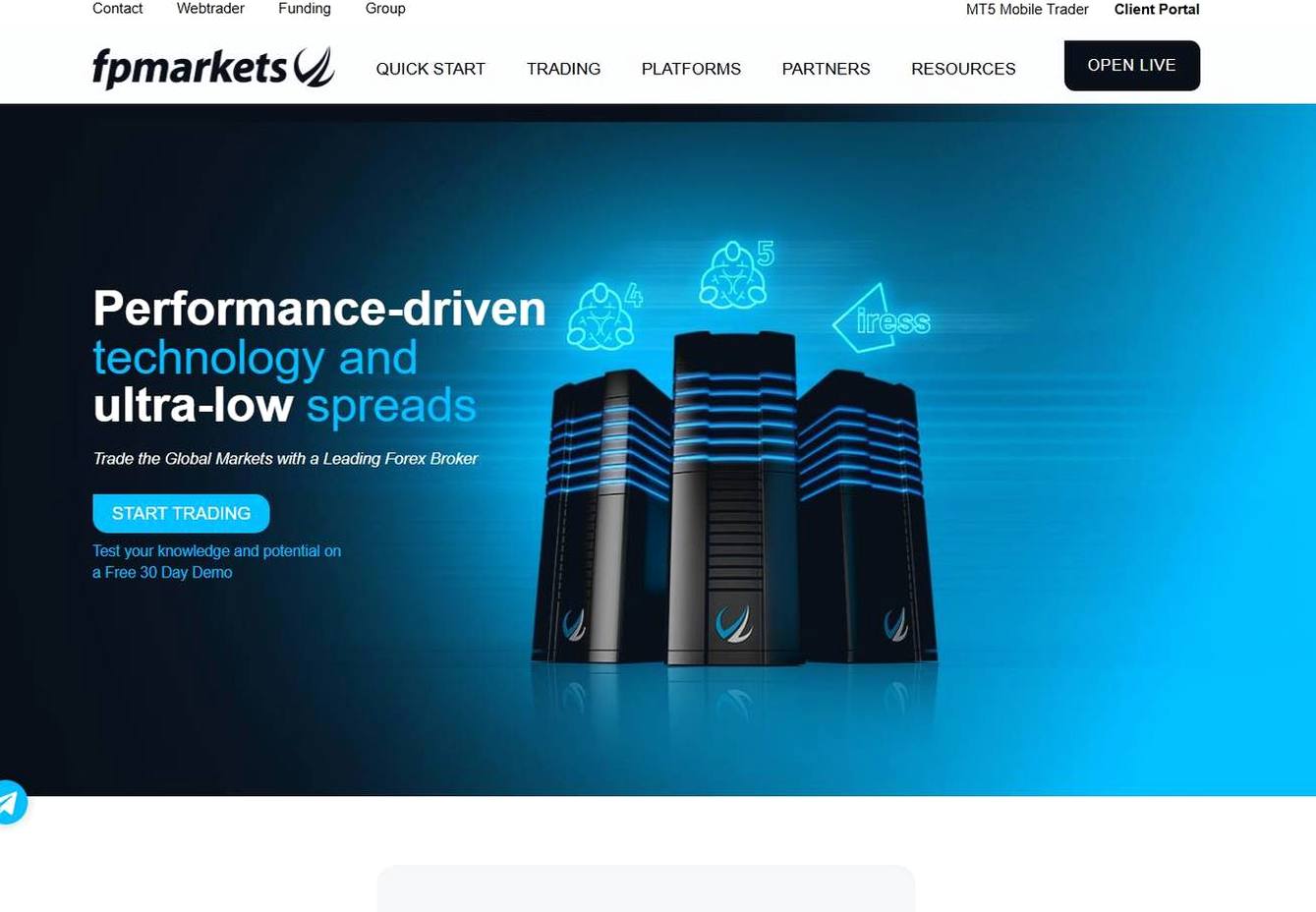 Screenshot of the FP Markets website