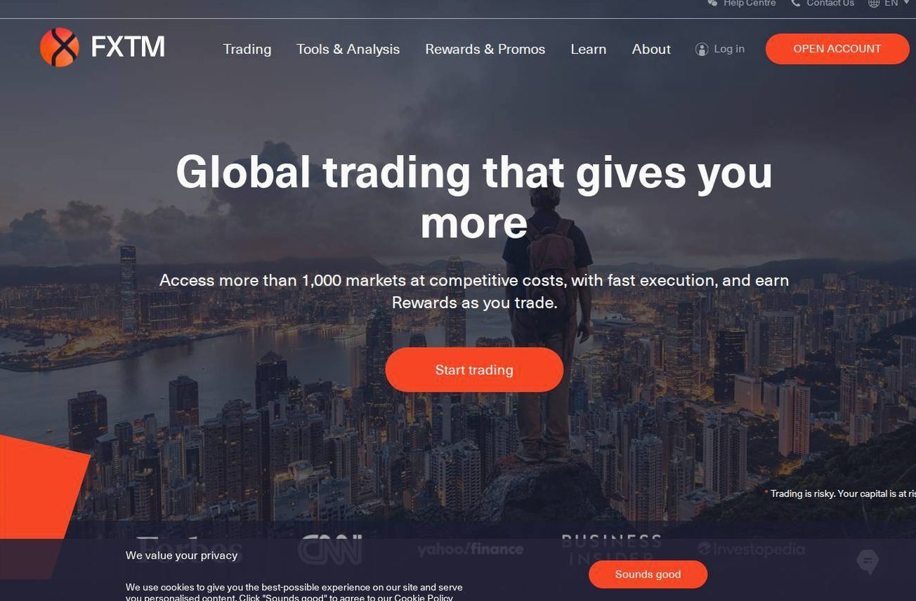 Screenshot of the FXTM website