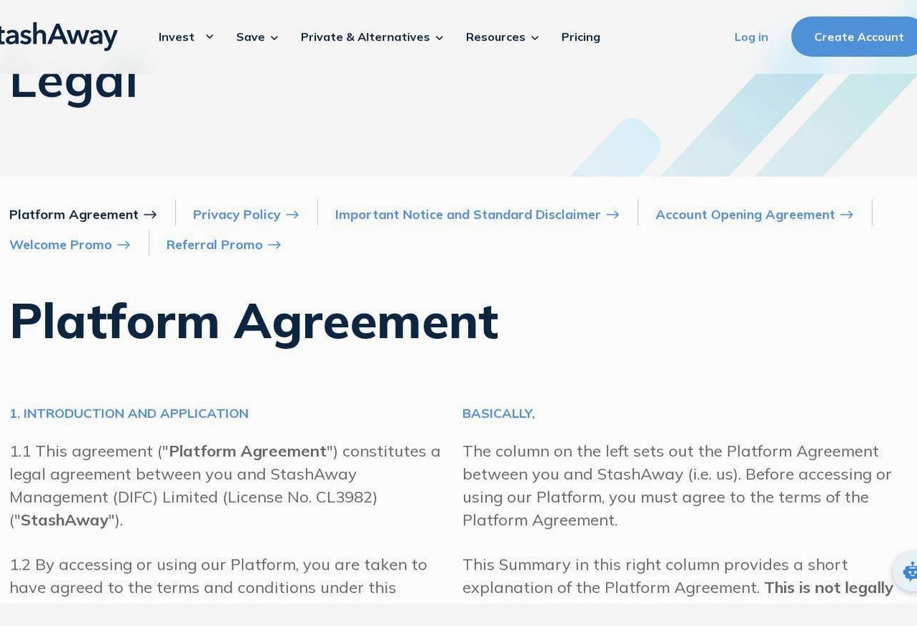 The platform page on the StashAway website