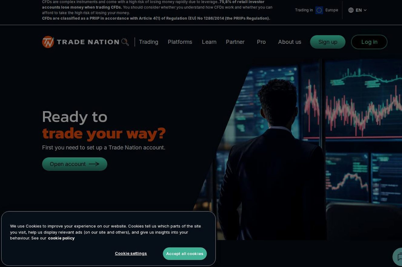The platform page on the Trade Nation website