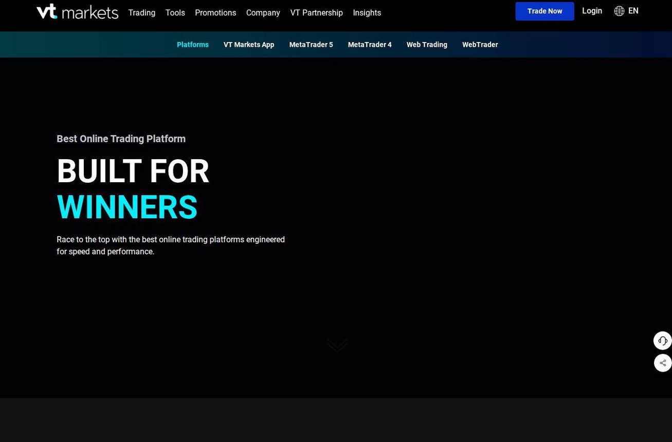 The platform page on the VT Markets website